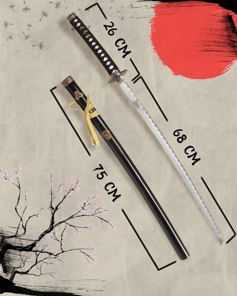 Katana Schwert echt Metall Samurai Schwert Stahl als Anime Deko japanisches Schwert mit Ständer – 2