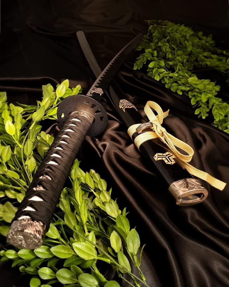 Katana Schwert echt Metall Samurai Schwert Stahl als Anime Deko japanisches Schwert mit Ständer – 3