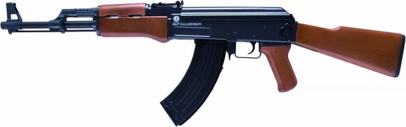 Sturmgewehr Kalashnikov Gewehr Waffe AK 47 wood Kaliber 6 mm Federdruck 0.5 Joule Replika