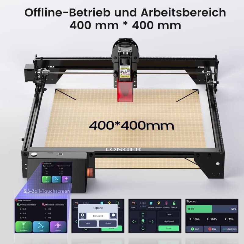Lasergravierer Laserschneider Graviergerät 10 W Metall Glas Holz Arbeitsbereich 400 × 400 mm – 2