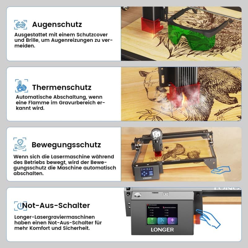 Lasergravierer Laserschneider Graviergerät 10 W Metall Glas Holz Arbeitsbereich 400 × 400 mm – 4