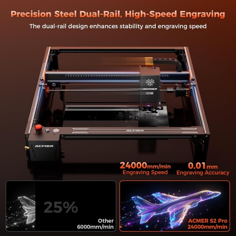 Gravur Maschine Laser Graviermaschine 48 W Lasergravierer Laser Cutter 24000 mm/min duale Linear – 4