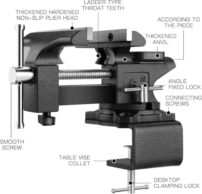 Schraubstock Tischraubstock Schraubzwinge 150 mm drehbar 270° Werkbank maximale Öffnung 115 mm – 3