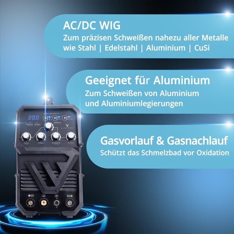 Schweißmaschine Schweißgerät 2-in-1 Kombi Profi-Schweißgerät AC/DC WIG 200 ST WIG & MMA (E-Hand/ARC) – 5
