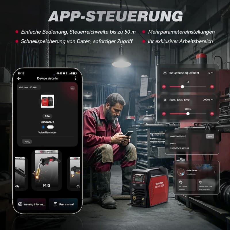 MIG-Schweißgerät Mehrprozess-Schweißgerät Schweißgerät 9 in 1 iControl App‑Steuerung Plasmaschneider – 4