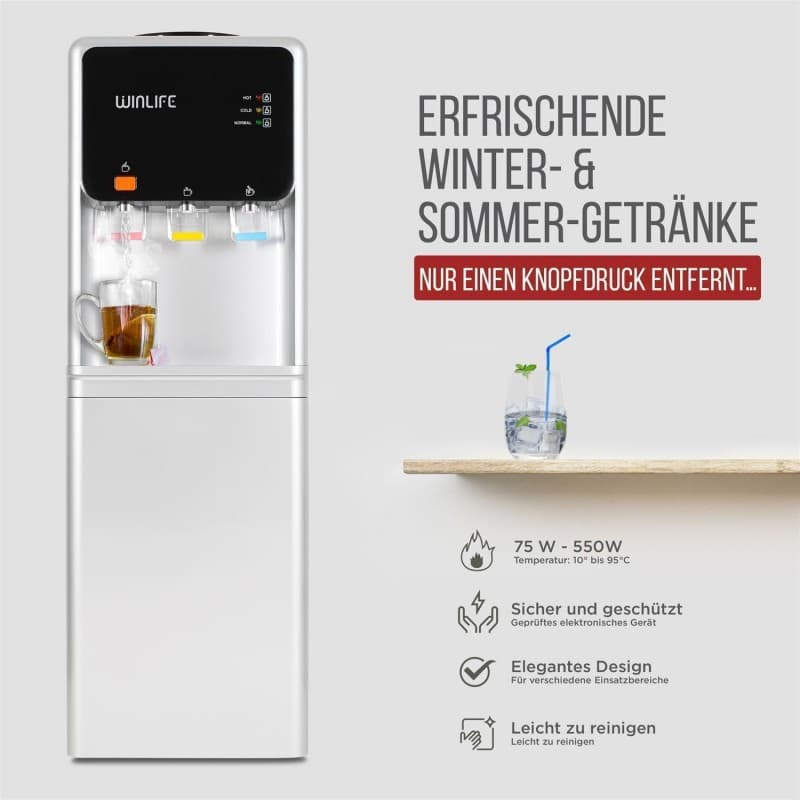 Trinkwasserspender 5 – 20 L Heißwasserspender Kaltwasserspender Wasserspender 500 W elektrisch – 3