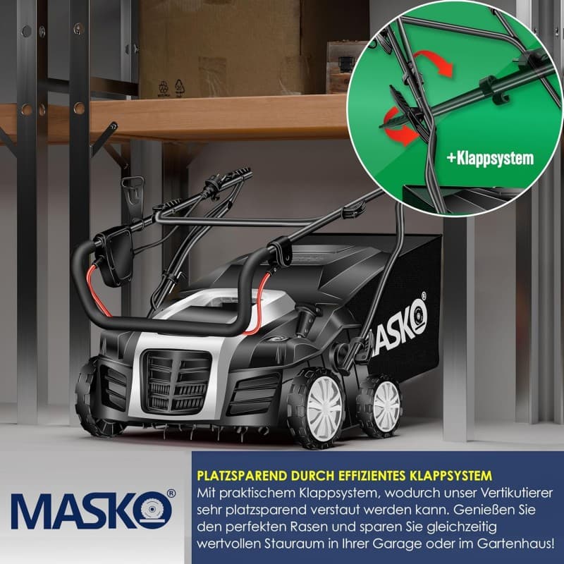 Vertikutierer 2 in 1 Elektro Rasenlüfter 1800 W 40 cm Arbeitsbreite 55 L Fangkorb mit Lüfterwalze – 5