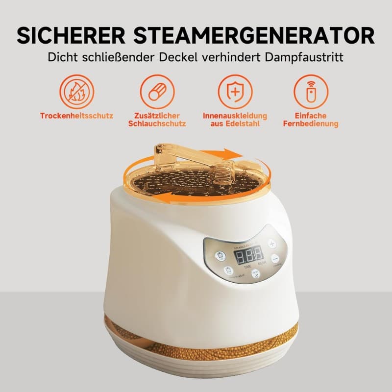 Dampfsauna mobil für Zuhause mit 3L/1500W Dampferzeuger 9 Wärmestufen inkl. Fernbedienung Klappstuhl – 4