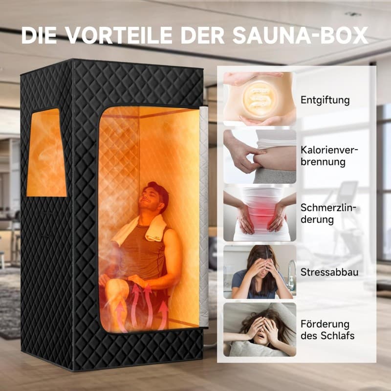 Dampfsauna mobil für Zuhause mit 3L/1500W Dampferzeuger 9 Wärmestufen inkl. Fernbedienung Klappstuhl – 5