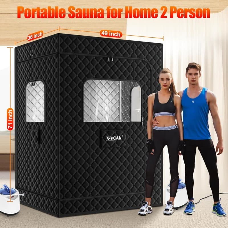 Tragbare Dampfsauna Sauna Saunazelt Saunakiste für 2 Personen 2 Dampfstreamer 2 Klappstühle 180 cm – 2