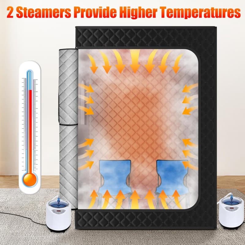 Tragbare Dampfsauna Sauna Saunazelt Saunakiste für 2 Personen 2 Dampfstreamer 2 Klappstühle 180 cm – 3