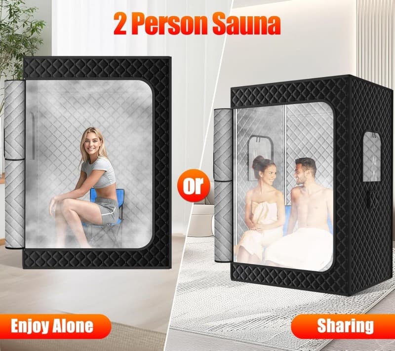 Tragbare Dampfsauna Sauna Saunazelt Saunakiste für 2 Personen 2 Dampfstreamer 2 Klappstühle 180 cm – 5