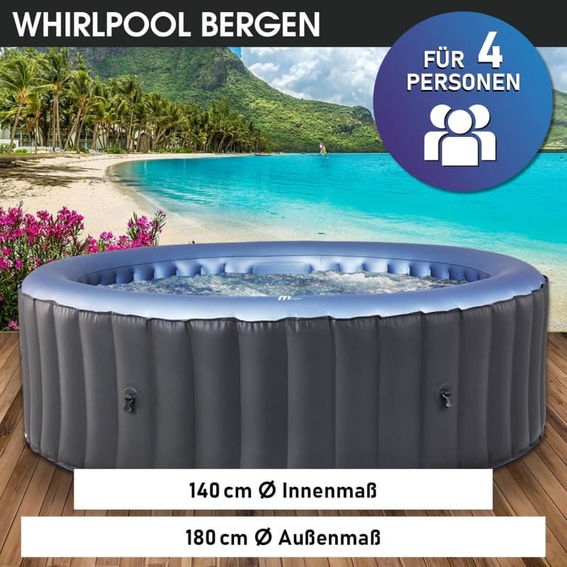 Spa Whirlpool aufblasbar 4 Personen 180 x 70 cm In- Outdoor Pool 40°C ganzjährig 118 Massagedüsen – 2