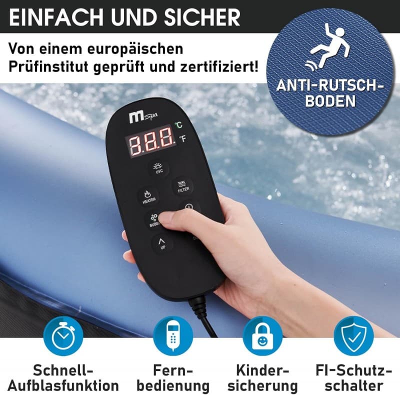 Whirlpool aufblasbar Spa bis 40°C 8 Personen 224 x 70 cm In- Outdoor Pool ganzjähriger Einsatz – 5