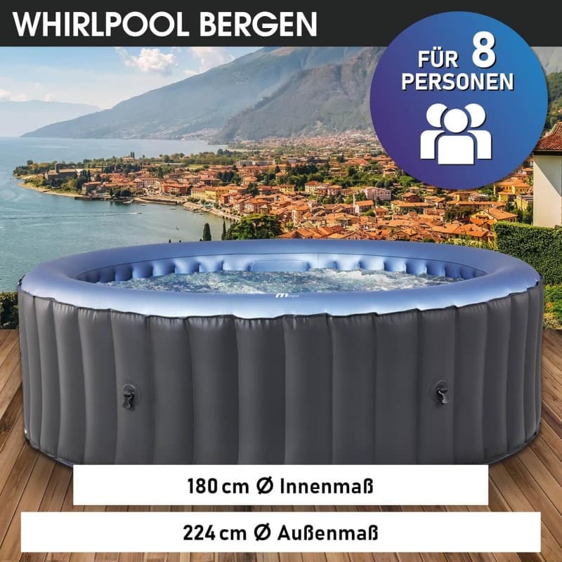 Whirlpool aufblasbar Spa bis 40°C 8 Personen 224 x 70 cm In- Outdoor Pool ganzjähriger Einsatz – 3