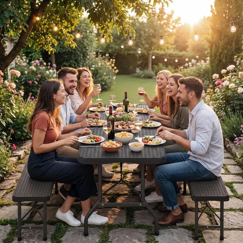 Festzeltgarnitur Camping-Klapptisch Bierzeltgarnitur klappbar faltbares 3-teiliges Set 1 Camping