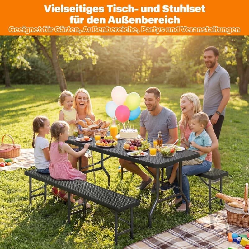 Festzeltgarnitur Camping-Klapptisch Bierzeltgarnitur klappbar faltbares 3-teiliges Set 1 Camping – 5