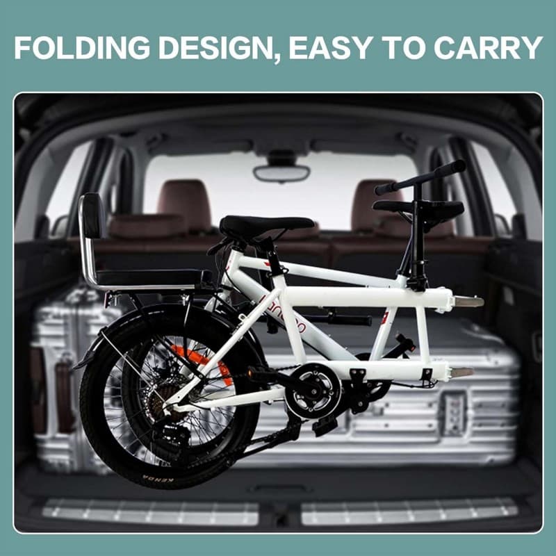 Tandem Beach Cruiser Fahrrad Erwachsene faltbares Tandem Dreisitzer 7 Gang Maximale Belastung 300 kg – 5