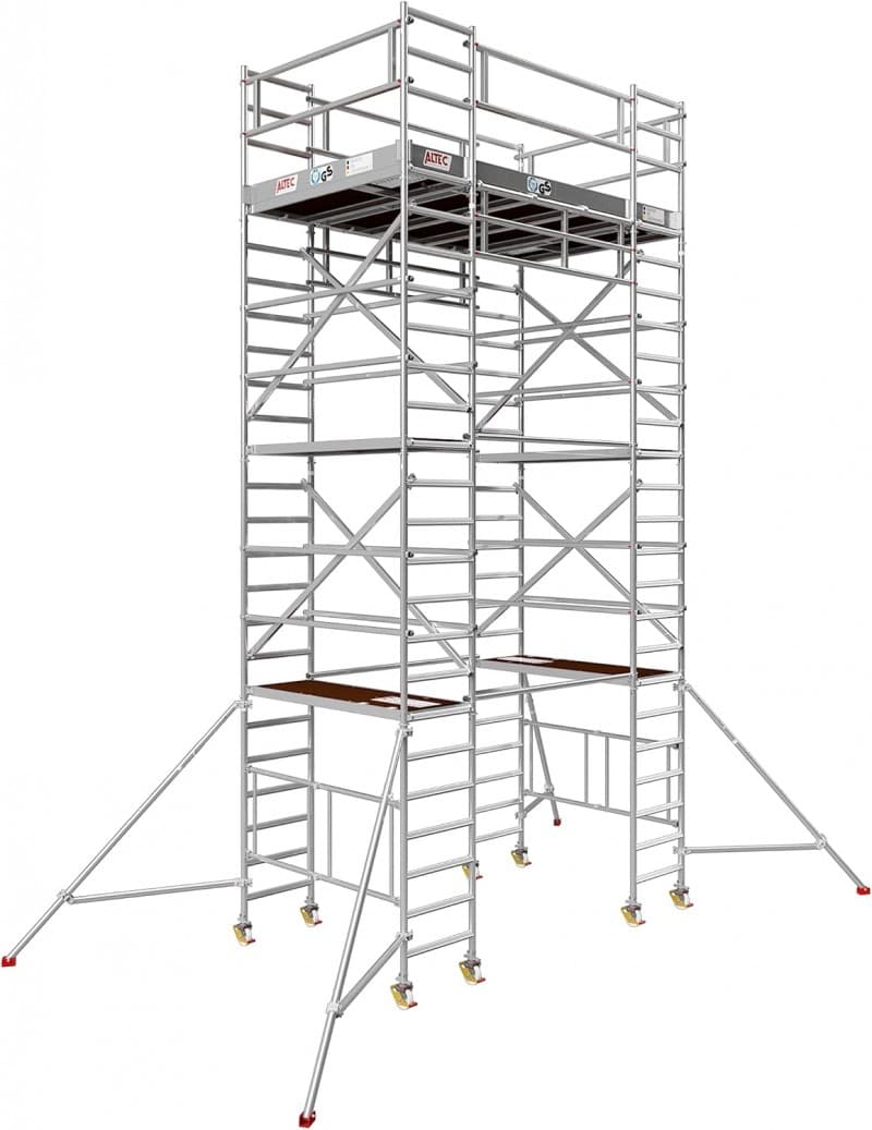 Alugerüst Rollgerüst Arbeitsbühne 5,7 m² Fläche Arbeitshöhe 10 m faltbares Raumgerüst Rollbock Alu – 2