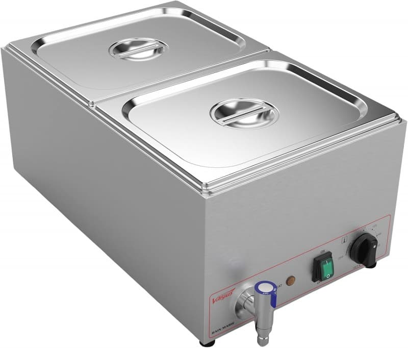 Edelstahl Bain Marie Speisewärmer 2 Sektionen 18L Buffet professionell Dampftisch mit Deckel – 2