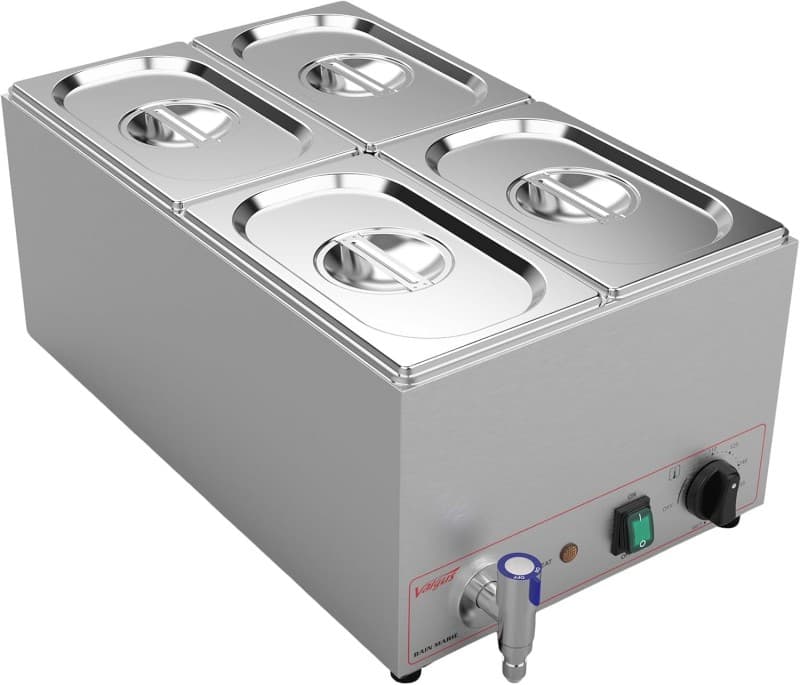 Gewerblicher Speisewärmer 4er Edelstahl Bain Marie 4 Behälter 15 L Buffet professionell Dampftisch – 2