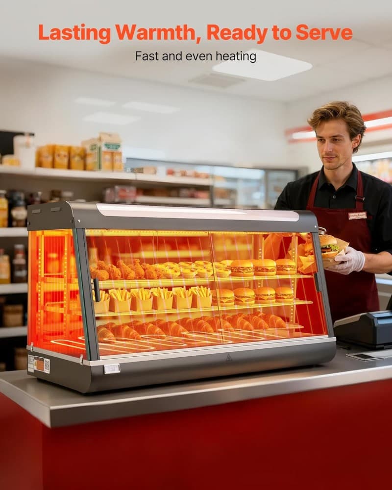 Wärmetheke 180 L 3-stöckig Warmhaltevitrine 1600 W Warmhaltetheke 30–85 °C Speisenwärmer LED-Beleuch – 4