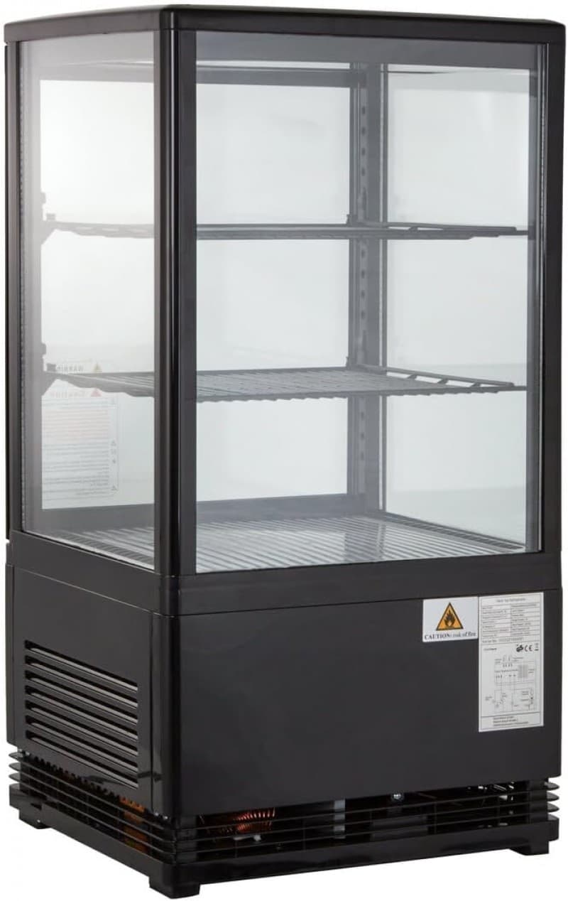 Gastro Kühlvitrine 58 Liter Buffet Vitrine +2 °C bis +6 °C mit LED schwarz Kühltheke mit Glastür – 4