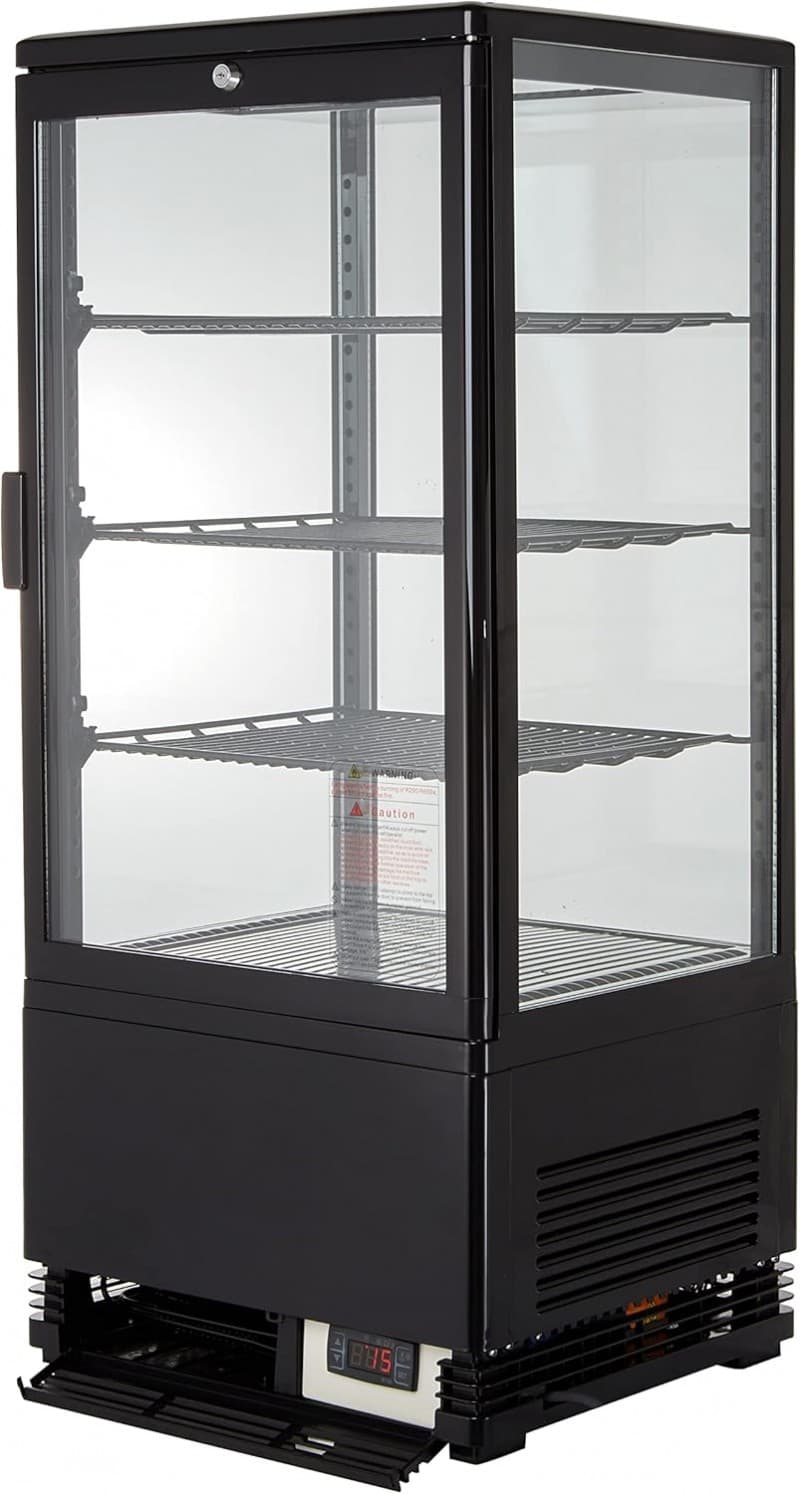 Gastro Kühlvitrine 78 Liter Buffet Vitrine +2 °C bis +6 °C mit LED schwarz Kühltheke mit Glastür & – 3