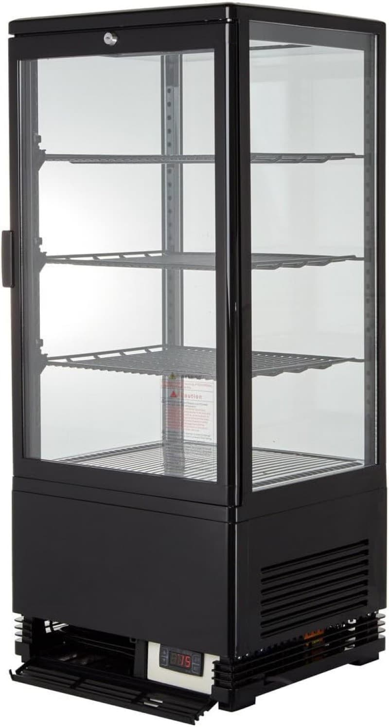 Gastro Kühlvitrine 78 Liter Buffet Vitrine +2 °C bis +6 °C mit LED schwarz Kühltheke mit Glastür & – 5