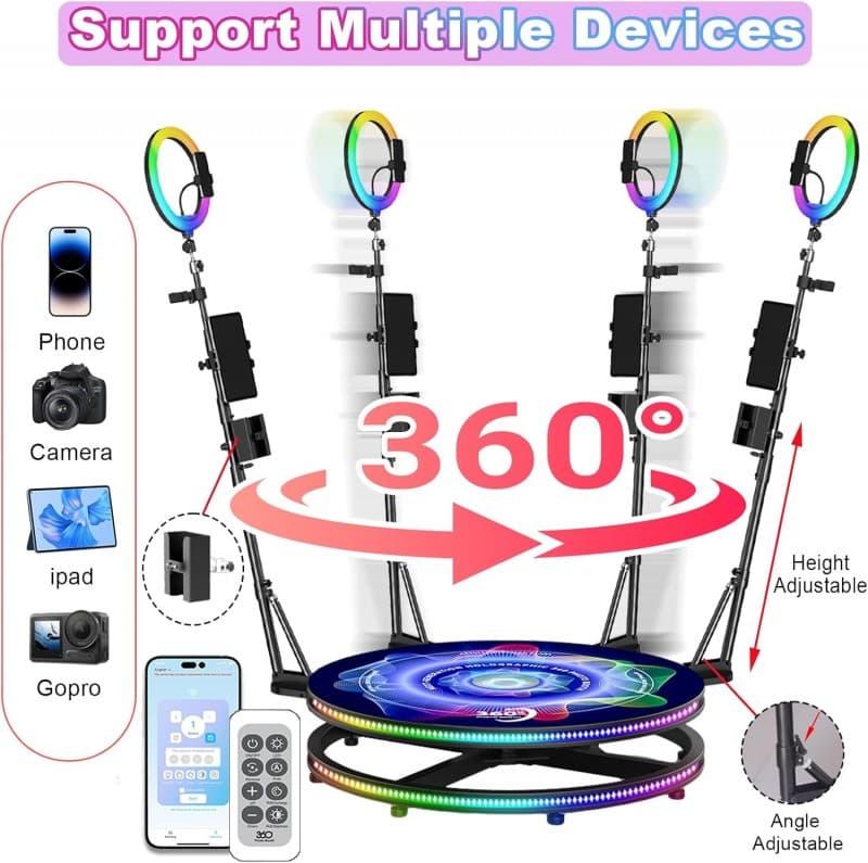 Foto-Drehteller 360°-Fotokabine mit holografischem Display KI-Sprach-App-Fernbedienung automatisch – 3