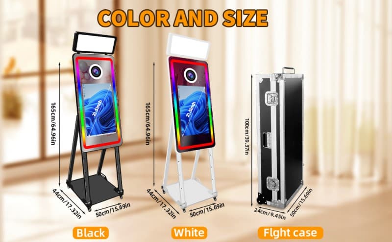 Magic Mirror Fotoautomat Fotobox Drucker Kamera quadratischem Aufhelllicht + Mini-PC + 21,5“ Touch – 2