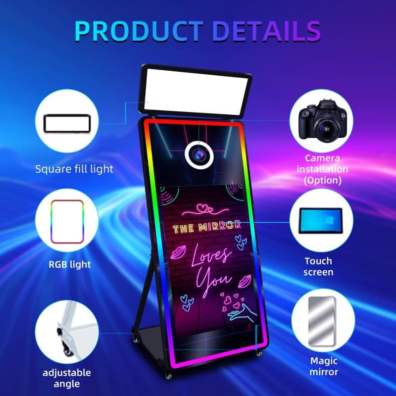 Magic Mirror Photobooth 65 Zoll mit 43 Zoll Touchscreen Foto Spiegel Machine Selfie Spiegel Fotoboot – 5