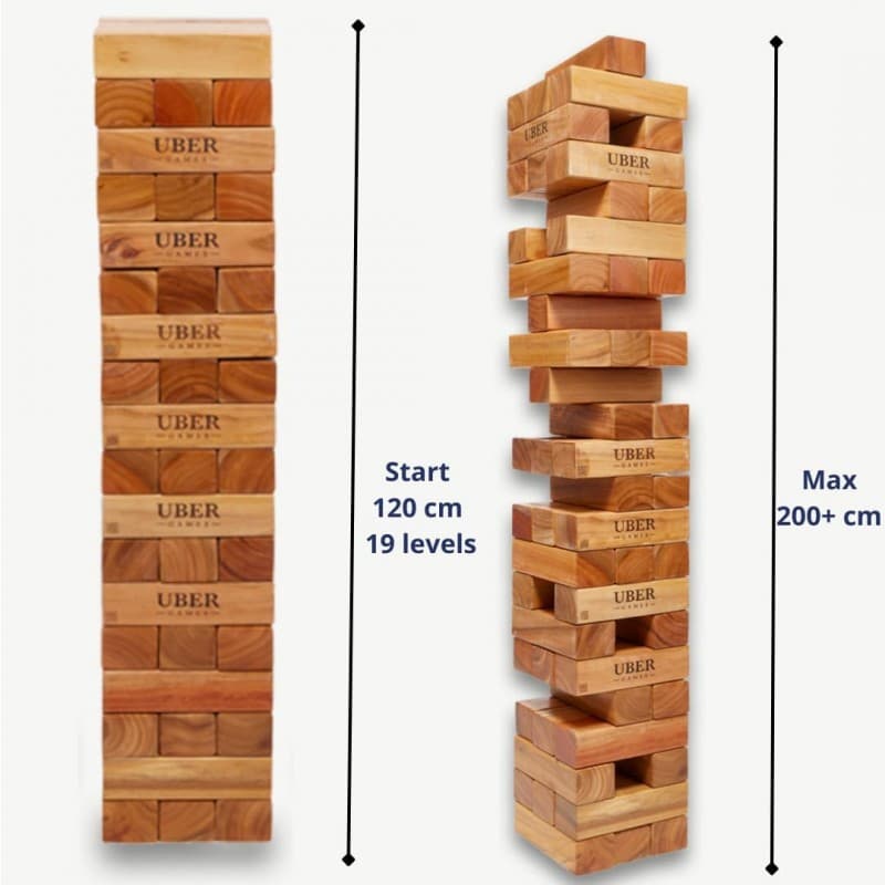 Riesen Yenga 200 Wackelturm XXL bis 200 cm Hartholz Stapelturmspiel 100% Indien Öko Jumbo schult Mot – 3