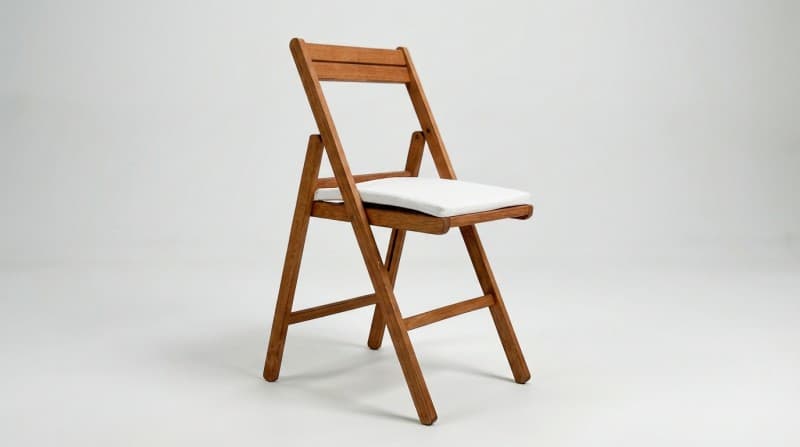 Eleganter Holz-Klappstuhl in weiß oder braun mieten – Praktischer Hochzeitsstuhl für Ihre Feier – 3