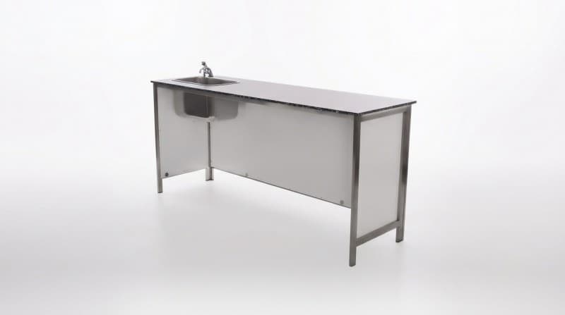 Profi Klapptheke, Nasstheke, Tresen Edelstahl mieten (200 cm) – Mobile Naßtheke aus Edelstahl – 4