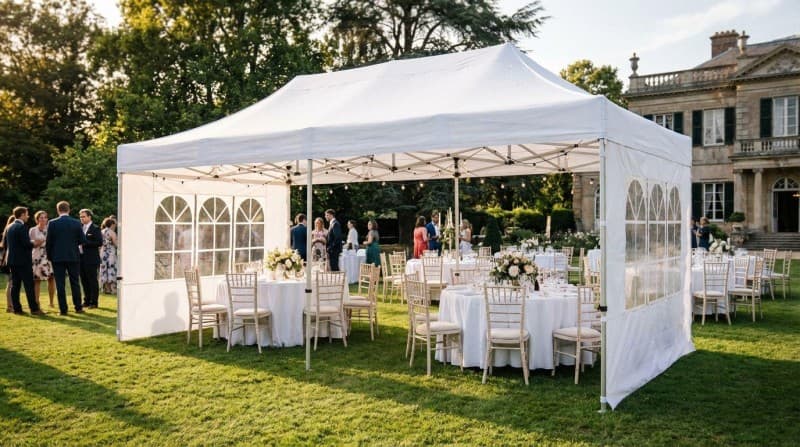 Faltzelt, Festzelt, Partyzelt, Bierzelt mieten (6x3m) – Wasserdichter Pavillon in Weiß oder Grün – 2