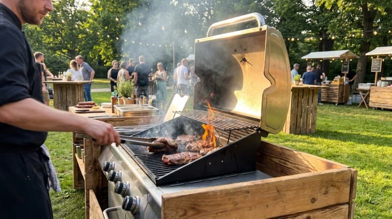 Großer Holzkohlegrill (100x60 cm) & Gasgrill mit 3 Heizzonen – Inklusive Reinigung – 5