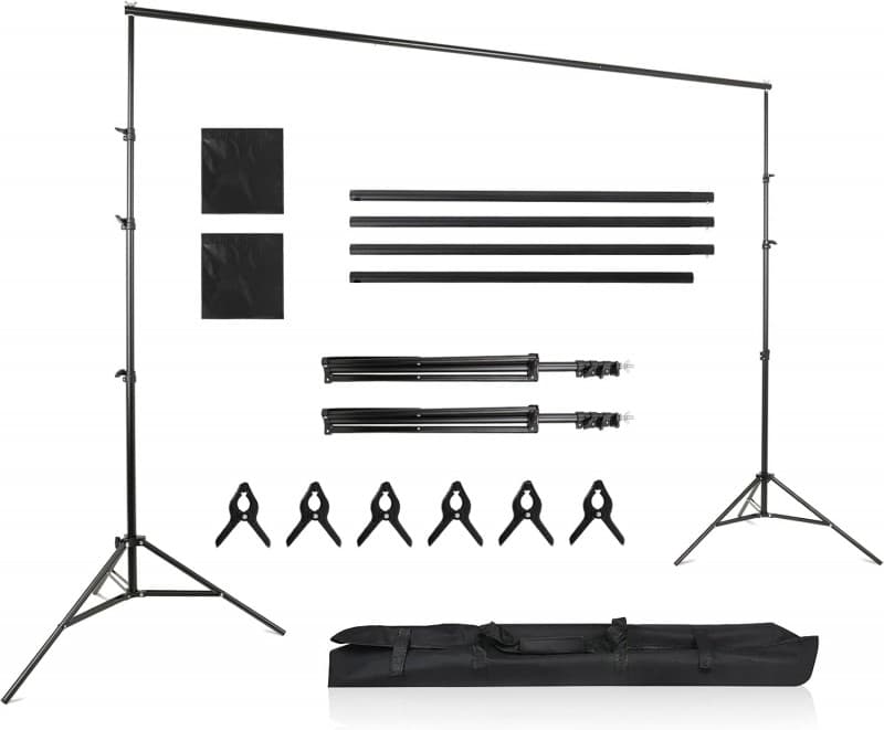 Verstellbarer Hintergrund Ständer für Fotografie 3 x 2,6 m Fotohintergrund mit 6 Fischmaul Klemmen