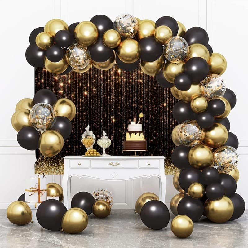 Gold Hintergrund E 3 x 2 m goldener Glitter Partikel Schwarz Traum Foto Vinyl Fotobox Geburtstag – 4