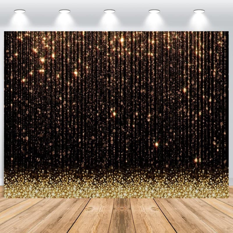 Gold Hintergrund E 3 x 2 m goldener Glitter Partikel Schwarz Traum Foto Vinyl Fotobox Geburtstag