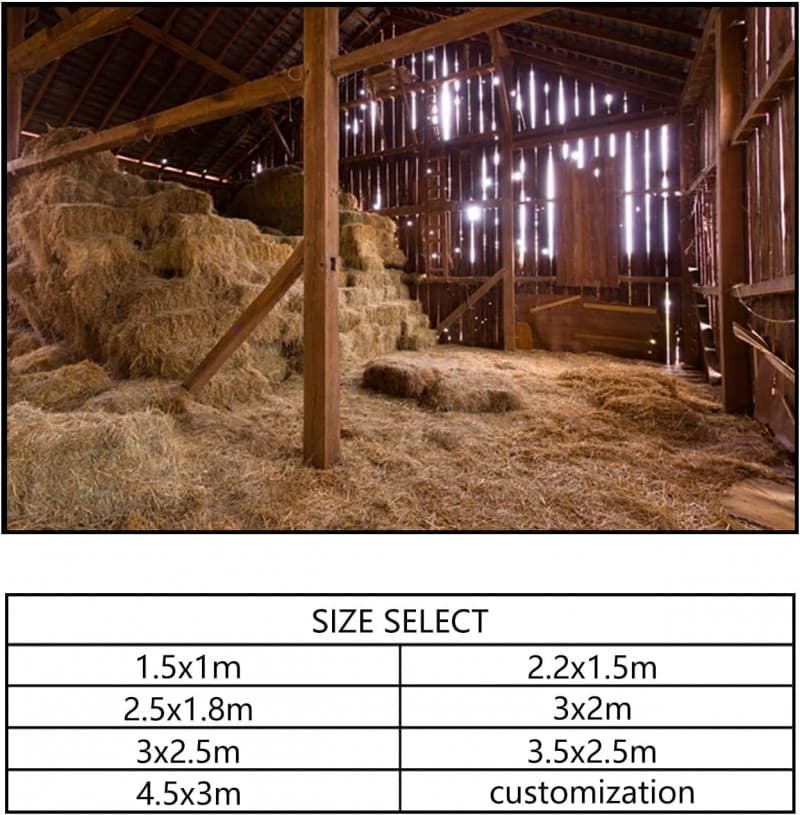 Hölzerne Scheune Foto Hintergrund 3x2m Weinlese Stroh innen Fotografie Hintergrund für Fotoshooting – 4