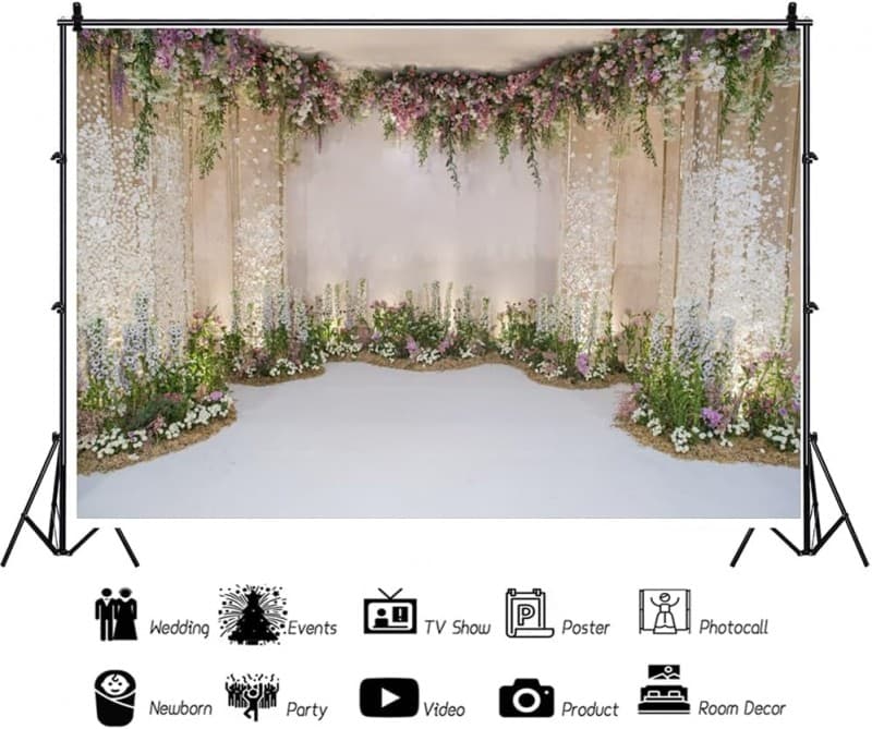 Bühnendekoration Hintergrund 3 x 2m Blumen Fotografie Hochzeit Fotoshooting Portraitfotos Fotostudio – 3