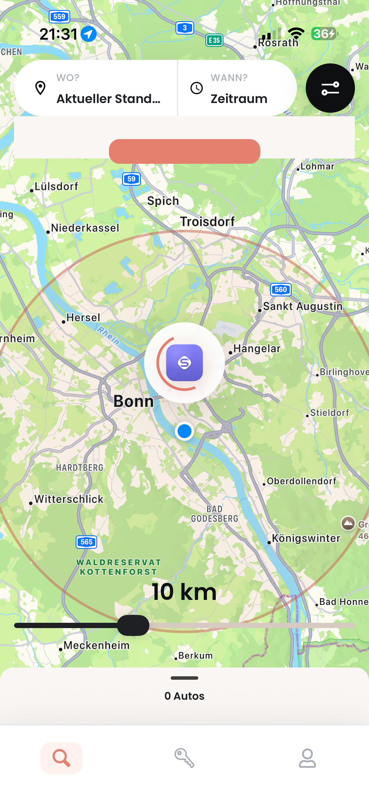 Shary App — Suche & Radius
